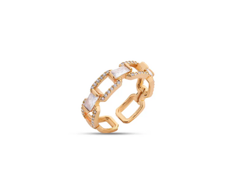 Vergoldeter Ring im Kettendesign mit Steinen